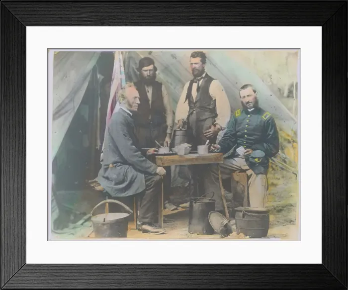 Framed Print : Military Officials Relaxing Outside Camp Winfied Tent Framed Print : Military Officials Relaxing Outside Camp Winfied Tent
