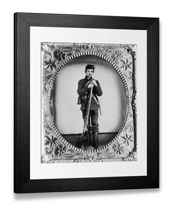 Framed Print : Youthful Union Infantry Private Framed Print : Youthful Union Infantry Private
