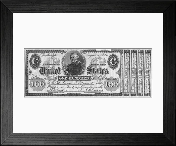 Framed Print : One-Hundred Dollar Civil War Bond Framed Print : One-Hundred Dollar Civil War Bond