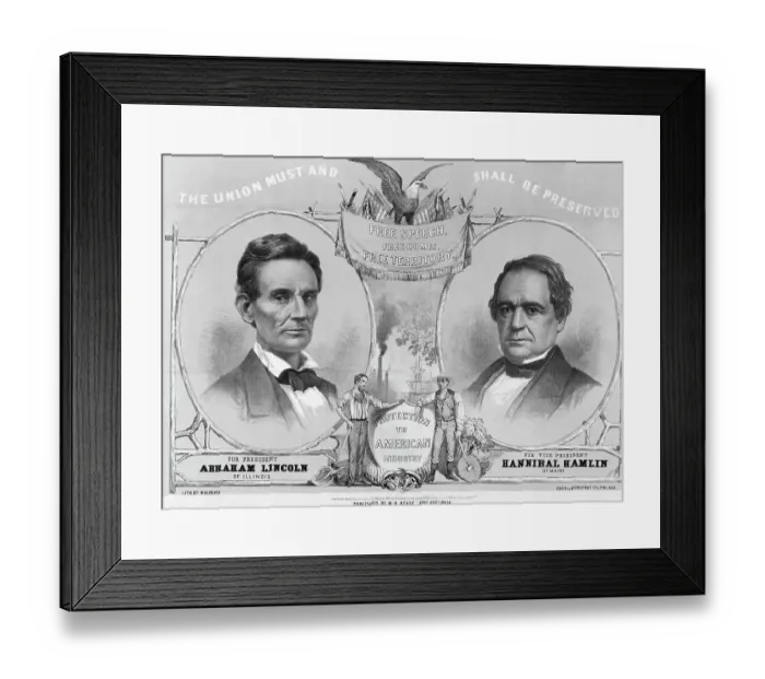 Framed Print : Election Poster with Abraham Lincoln and Hannibal Hamlin Framed Print : Election Poster with Abraham Lincoln and Hannibal Hamlin