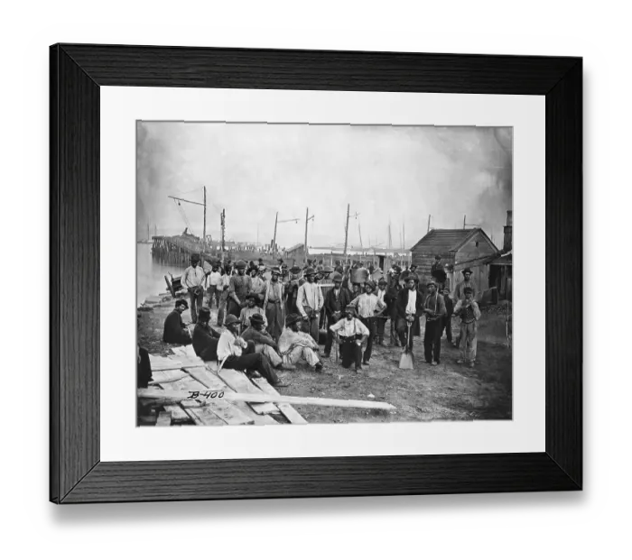 Framed Print : Freed African Americans Along a Wharf Framed Print : Freed African Americans Along a Wharf