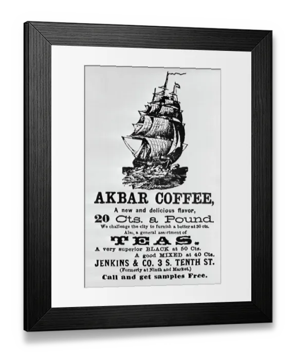 Framed Print : Coffee Advertisement By Jenkins and Company Framed Print : Coffee Advertisement By Jenkins and Company