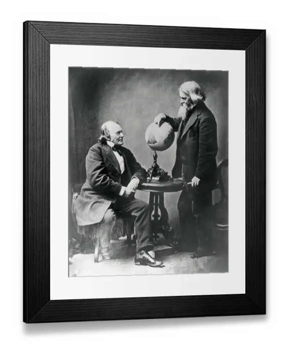 Framed Print : Louis Agassiz and Benjamin Peirce with a Globe