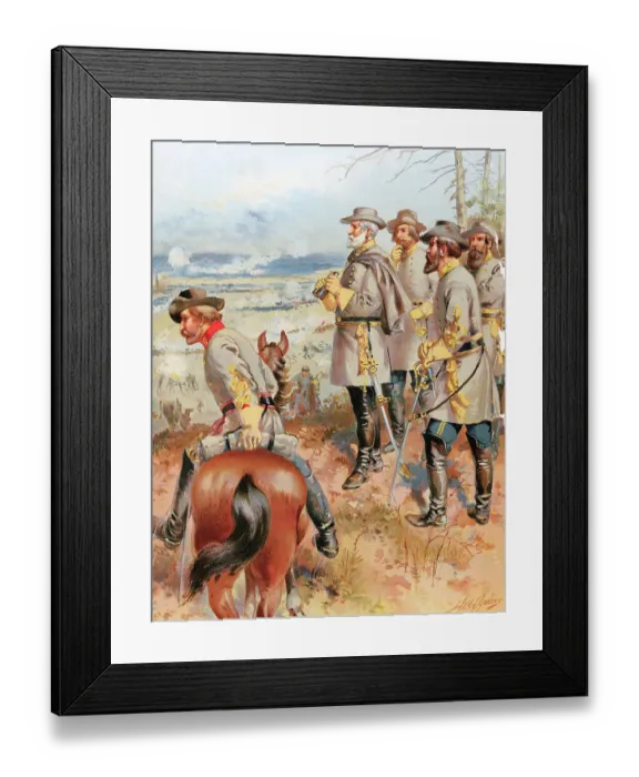 Framed Print : Lithograph of Civil War General Robert E. Lee and His Men Gazing over Terrain Framed Print : Lithograph of Civil War General Robert E. Lee and His Men Gazing over Terrain