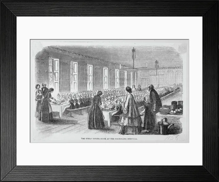 Framed Print : Caretakers with Young Girls Dining at Foundling Establishment Framed Print : Caretakers with Young Girls Dining at Foundling Establishment