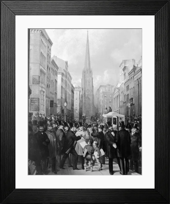 Framed Print : Wall Street, Half Past Two O'Clock, October 13, 1857 Painted by J. Cafferty and C. Rosenberg Framed Print : Wall Street, Half Past Two O'Clock, October 13, 1857 Painted by J. Cafferty and C. Rosenberg