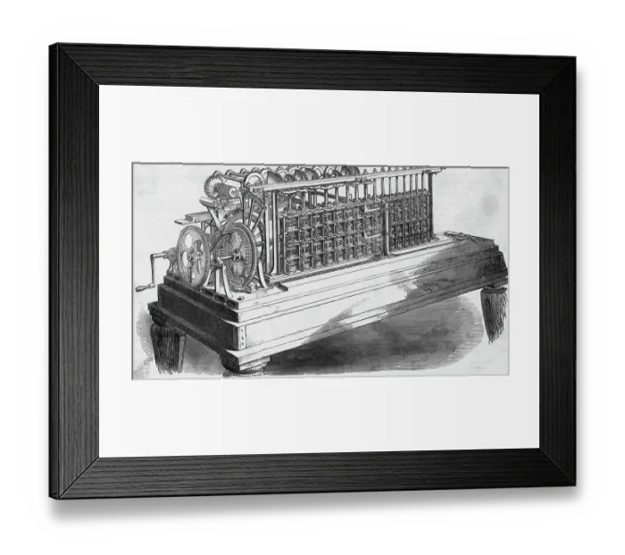 Framed Print : Engraving of Calculating Machine with Crank Framed Print : Engraving of Calculating Machine with Crank