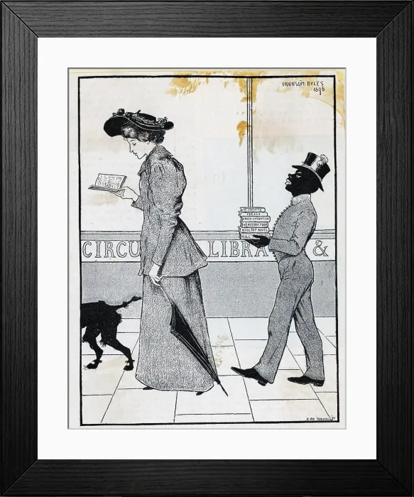 Framed Print : Lithograph of Woman Reading With A Servant Following Framed Print : Lithograph of Woman Reading With A Servant Following