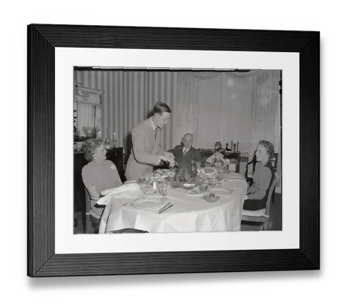 Framed Print : Lillyman Family Having Dinner Served Framed Print : Lillyman Family Having Dinner Served