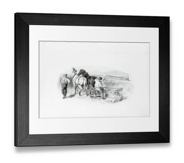 Framed Print : Engraving of Farmers Using McCormick Reaper Framed Print : Engraving of Farmers Using McCormick Reaper