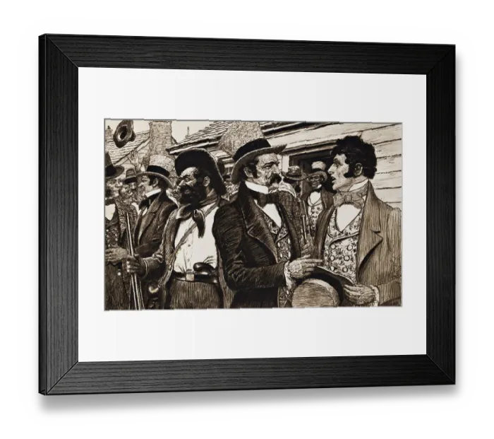 Framed Print : Texas Civilians Celebrating Framed Print : Texas Civilians Celebrating