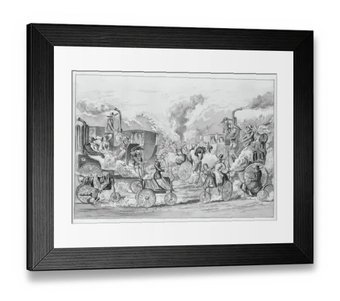 Framed Print : Designers Implementing the First Locomotive