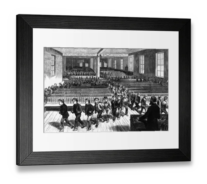 Framed Print : Engraving Of Fire Escape Drill Framed Print : Engraving Of Fire Escape Drill