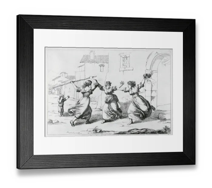 Framed Print : Women Gesturing to Fight in Street Framed Print : Women Gesturing to Fight in Street