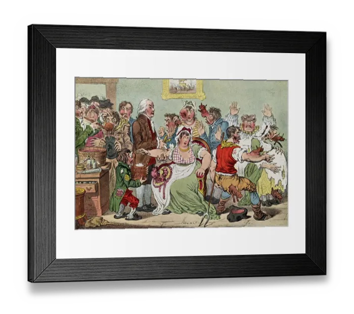 Framed Print : English Cartoon Depicting People with Cow Pox Framed Print : English Cartoon Depicting People with Cow Pox