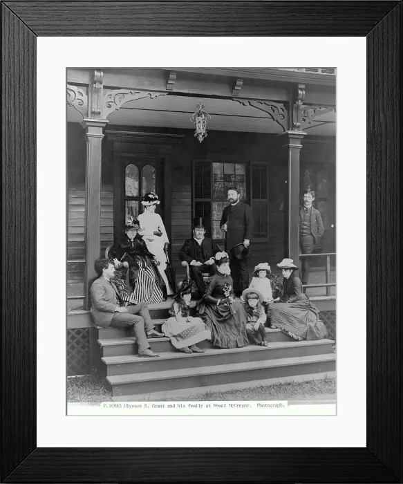 Framed Print : Ulysses Grant Posing with Family on Porch Framed Print : Ulysses Grant Posing with Family on Porch