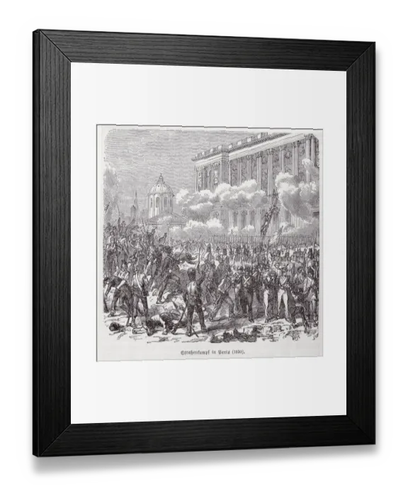 Framed Print : Drawing of French Revolution in City