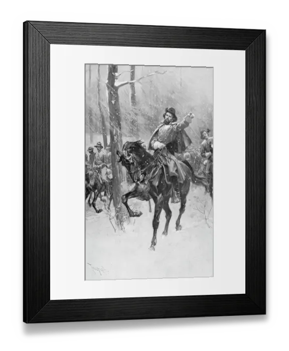 Framed Print : Drawing showing Confederate Colonel Nathan B. Forrest on Horseback