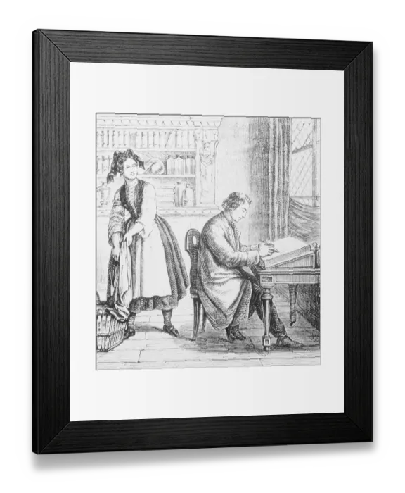 Framed Print : Drawing of Alois Senefelder at Work on Lithography Framed Print : Drawing of Alois Senefelder at Work on Lithography