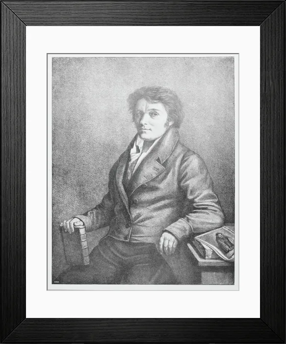 Framed Print : Sketch of Lithography Inventor Alois Senefelder Framed Print : Sketch of Lithography Inventor Alois Senefelder