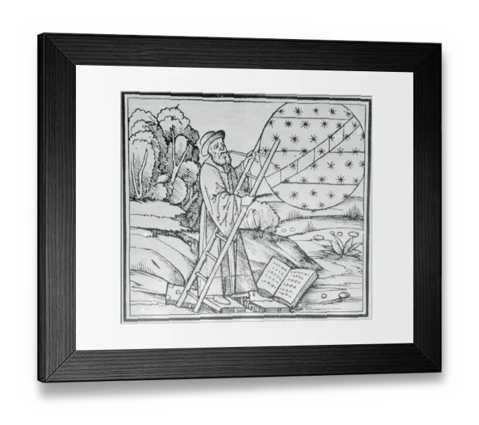 Framed Print : Astronomer with Ladder to the Stars Framed Print : Astronomer with Ladder to the Stars