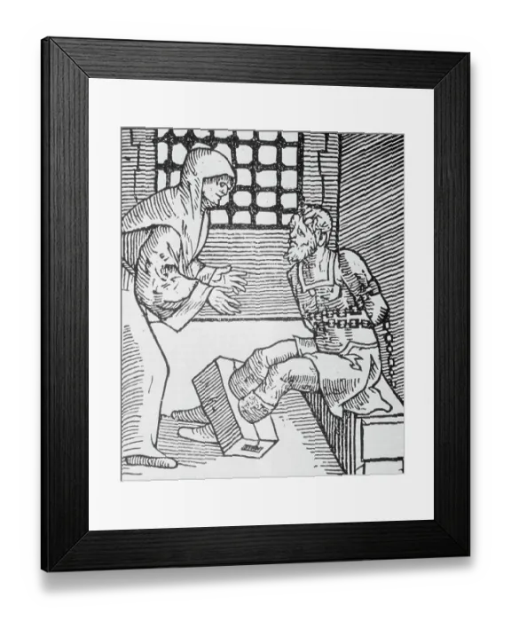 Framed Print : Restrained Prisoner Being Visited in Cell Framed Print : Restrained Prisoner Being Visited in Cell