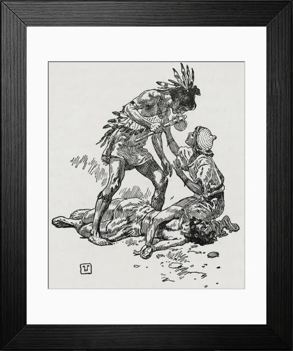 Framed Print : Spanish Soldier Juan Ortiz After Capture by Native American Framed Print : Spanish Soldier Juan Ortiz After Capture by Native American