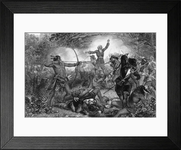 Framed Print : General Goffe in War Scene with Native Americans Framed Print : General Goffe in War Scene with Native Americans