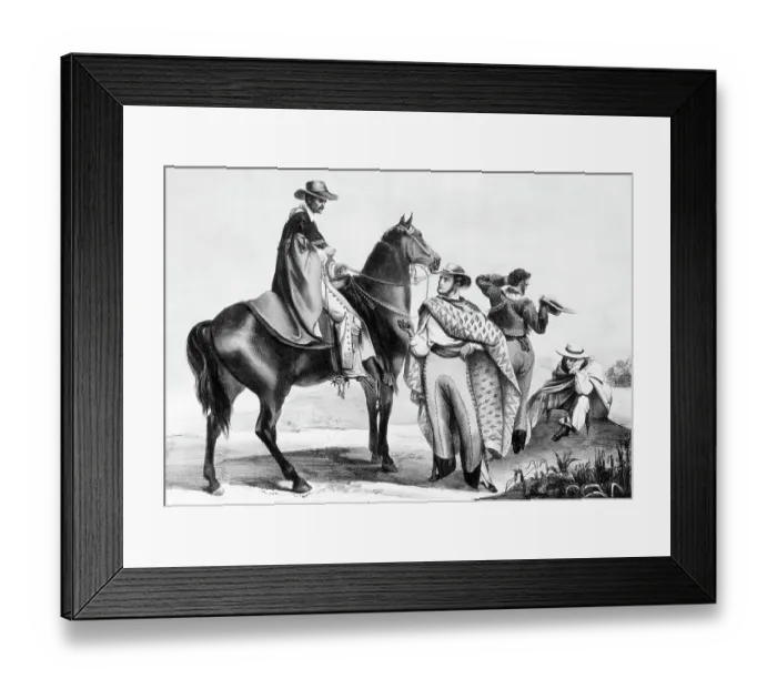 Framed Print : Drawing of South American Gauchos on the Range Framed Print : Drawing of South American Gauchos on the Range