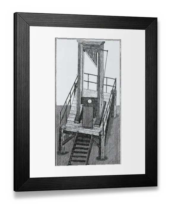Framed Print : Engraving of a Guillotine Framed Print : Engraving of a Guillotine