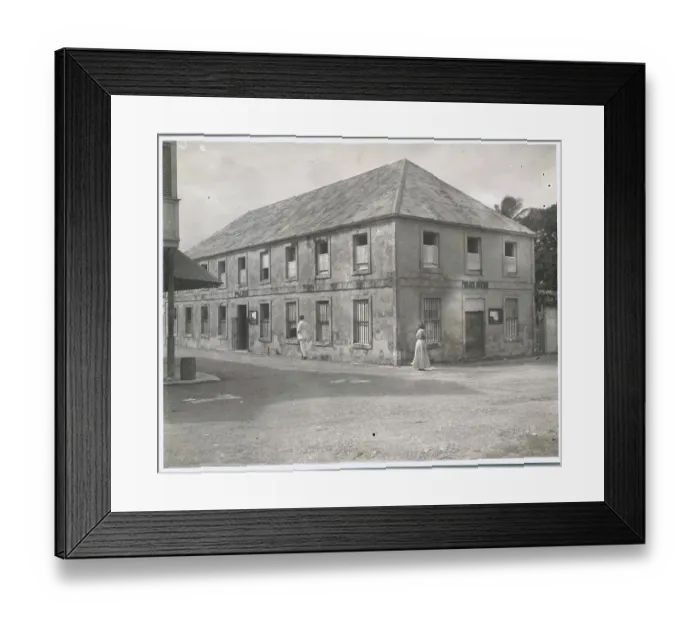 Framed Print : Pedestrians near Police Building in Antigua Framed Print : Pedestrians near Police Building in Antigua