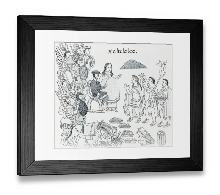 Framed Print : Elaborate Drawing Depicting Aztec Treaty Conference Framed Print : Elaborate Drawing Depicting Aztec Treaty Conference