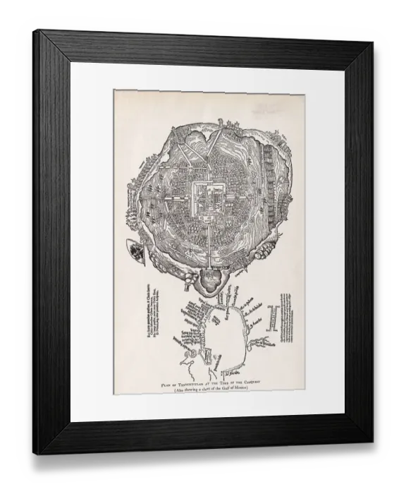 Framed Print : Illustrative Maps Showing Early Conquest of Mexico Framed Print : Illustrative Maps Showing Early Conquest of Mexico