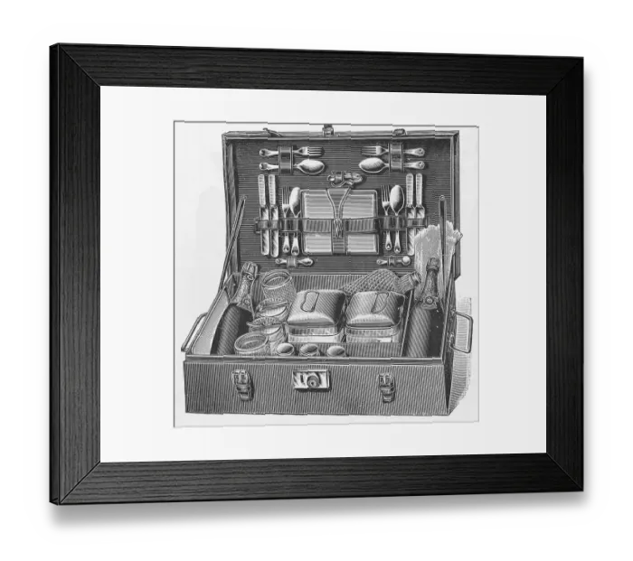 Framed Print : Drawing Depicting an Early Picnic Case Framed Print : Drawing Depicting an Early Picnic Case