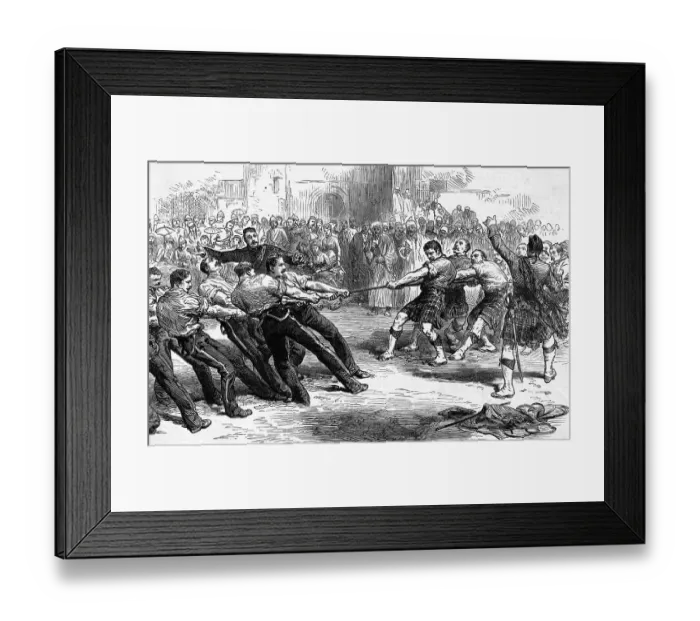Framed Print : Drawing with Gazing Crowd and Military Men in Tug of War Framed Print : Drawing with Gazing Crowd and Military Men in Tug of War