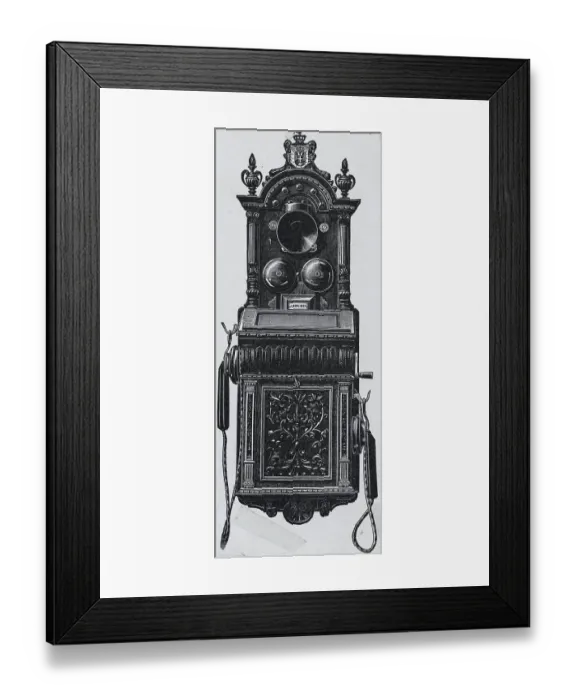 Framed Print : Drawing of an Early Wall Telephone Framed Print : Drawing of an Early Wall Telephone