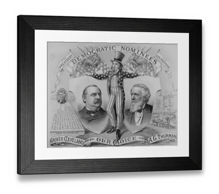 Framed Print : Grover Cleveland and A. G. Thurman on Election Poster Framed Print : Grover Cleveland and A. G. Thurman on Election Poster