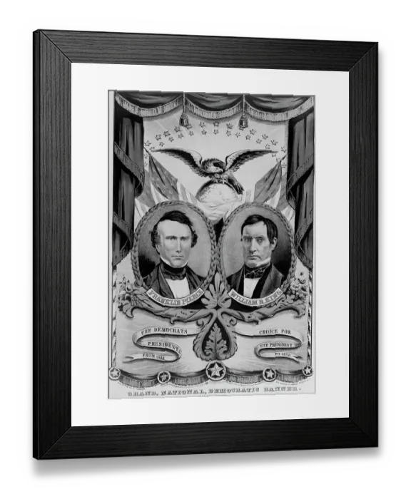 Framed Print : Franklin Pierce and William King on Election Poster Framed Print : Franklin Pierce and William King on Election Poster