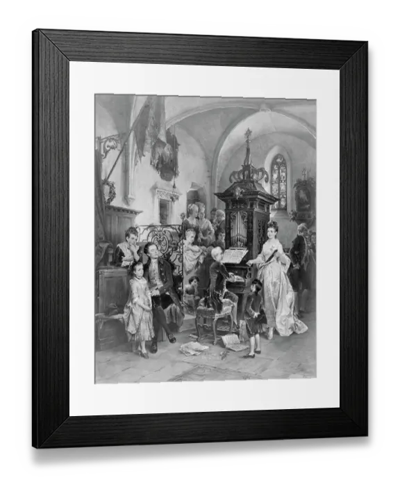 Framed Print : Drawing of Mozart Playing Organ for Gathering Framed Print : Drawing of Mozart Playing Organ for Gathering