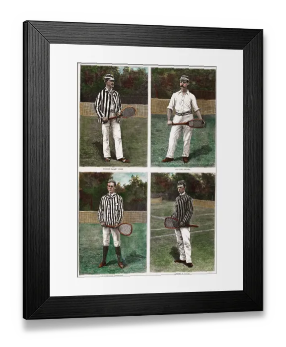 Framed Print : Illustrations Depicting Early Tennis Players with Their Racquets Framed Print : Illustrations Depicting Early Tennis Players with Their Racquets