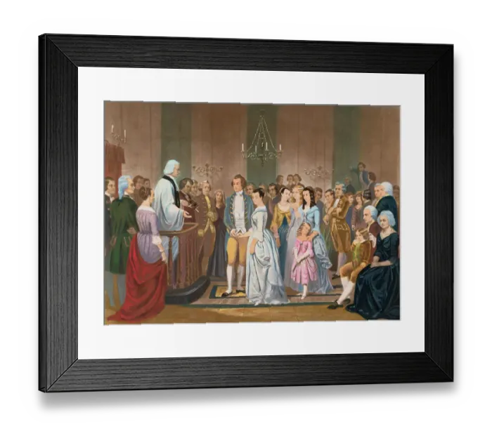 Framed Print : Drawing Depicting Wedding of George and Martha Washington Framed Print : Drawing Depicting Wedding of George and Martha Washington