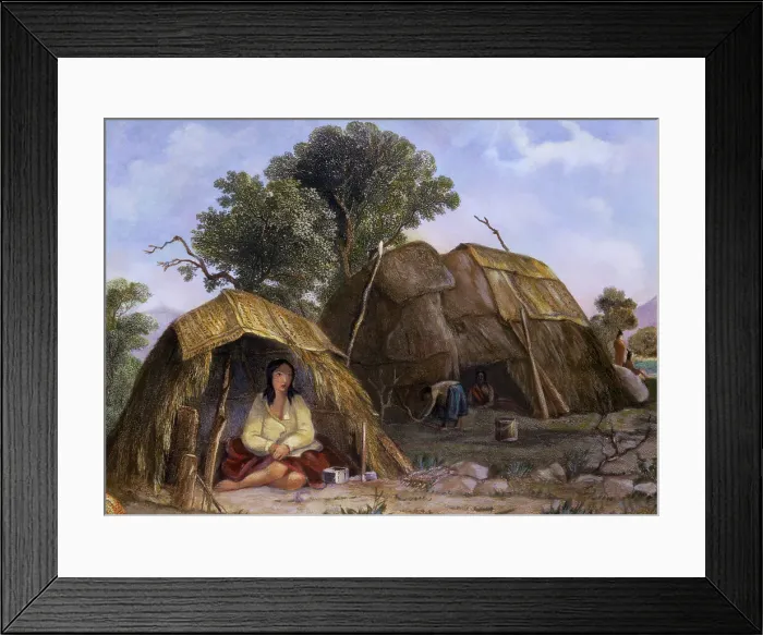 Framed Print : Native American Women Inside and at Hut of Menstrual Lodge Framed Print : Native American Women Inside and at Hut of Menstrual Lodge