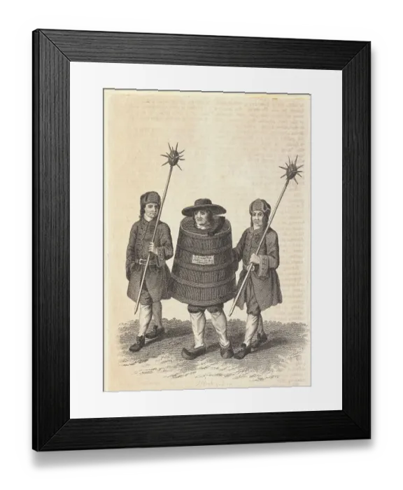 Framed Print : Judged Suspect Being Paraded in Barrel for His Crime Framed Print : Judged Suspect Being Paraded in Barrel for His Crime