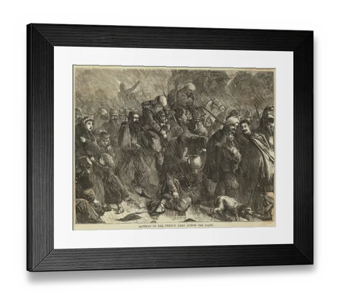 Framed Print : French Army and Citizens Trekking in Windblown Rain to Loire River Framed Print : French Army and Citizens Trekking in Windblown Rain to Loire River