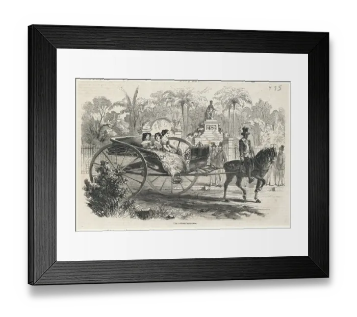 Framed Print : Young Cuban Damsels Traveling by Carriage Alongside Pedestrians Framed Print : Young Cuban Damsels Traveling by Carriage Alongside Pedestrians