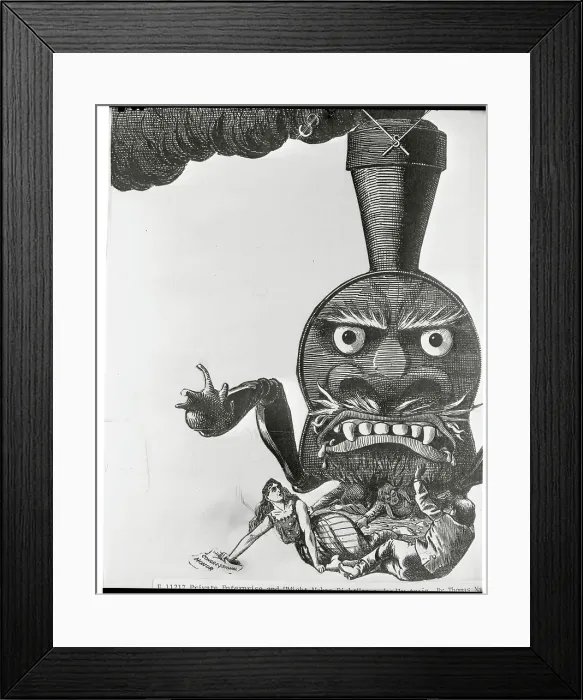 Framed Print : Illusional Depiction of a Monopolizing Train Overrunning People Framed Print : Illusional Depiction of a Monopolizing Train Overrunning People