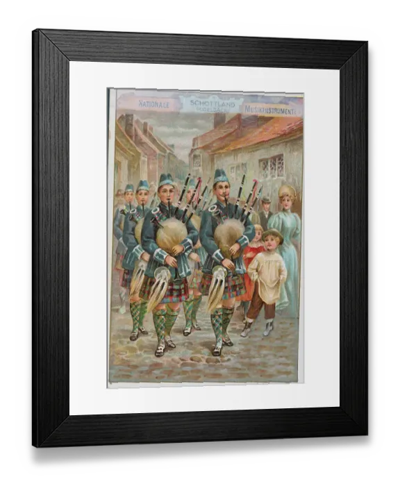 Framed Print : Townsfolk near Scottish Men Blowing Bagpipes Framed Print : Townsfolk near Scottish Men Blowing Bagpipes
