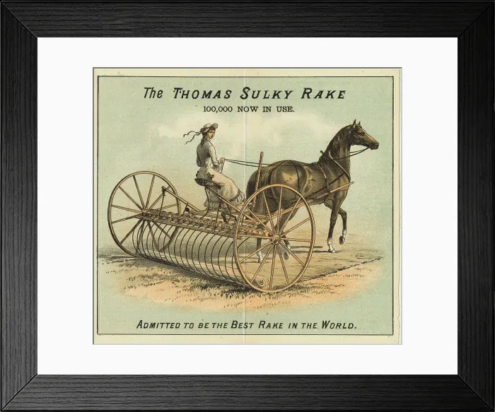 Framed Print : Advertisement for the Thomas Sulky Rake Framed Print : Advertisement for the Thomas Sulky Rake