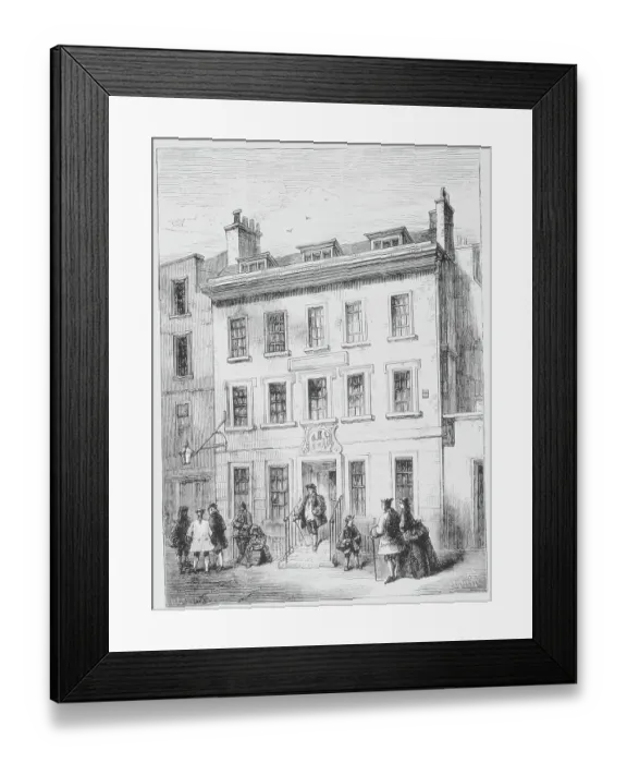 Framed Print : Pedestrians in Front of Large House Framed Print : Pedestrians in Front of Large House