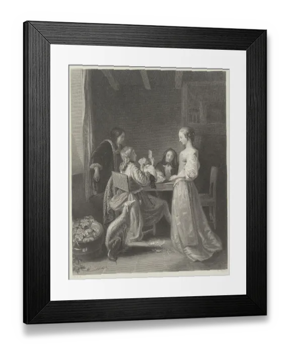 Framed Print : Two Couples Enjoying a Hand of Cards